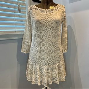 FREE PEOPLE Lace Ruffle Mini Dress